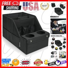 Car Backseat Organizer with 11 Compartments 2 Cup Holders, Black