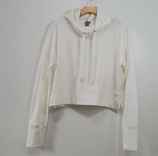 NWT, Sweaty Betty Escape Luxe Fleece Cropped Hoodie Sweater beige size Large