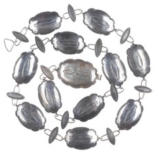 29.5" vintage 1940s Navajo sterling silver stamped link hatband/concho belt