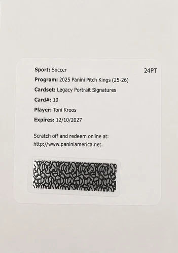 2025-26 Panini Pitch Kings Legacy Portrait Signatures Toni Kroos