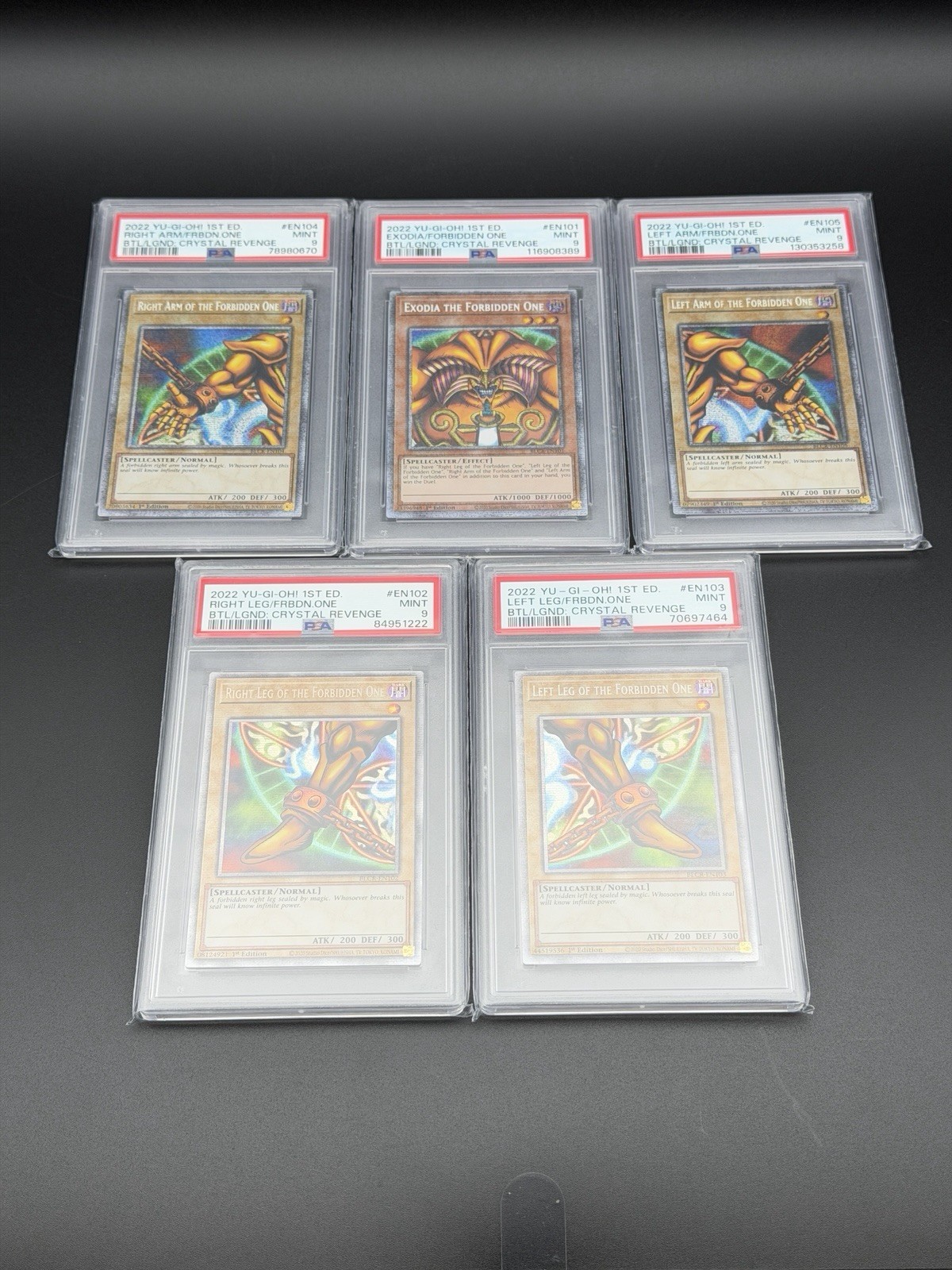 Yu-Gi-Oh! Exodia Forbidden One Complete PSA 9 Set BLCR 1st Ed Crystal Revenge