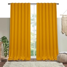 Solid Panel Curtains, 84 Inches Long, 54"W x 84"L Pack of 2 Mustard Yellow