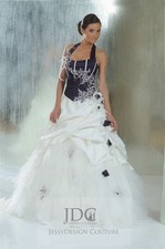 Farbig Korsage Gerafftes Ivory Brautkleid Hochzeitskleid Handarbeit Blumen 32-60
