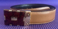 Vintage Fendi Reversible Black/Brown Slim Belt W Unusual Logo Buckle Size 31-40  