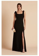 Birdy Grey Alex Dress - Black - Size Medium - Formal Bridesmaid Crepe Slit Gown