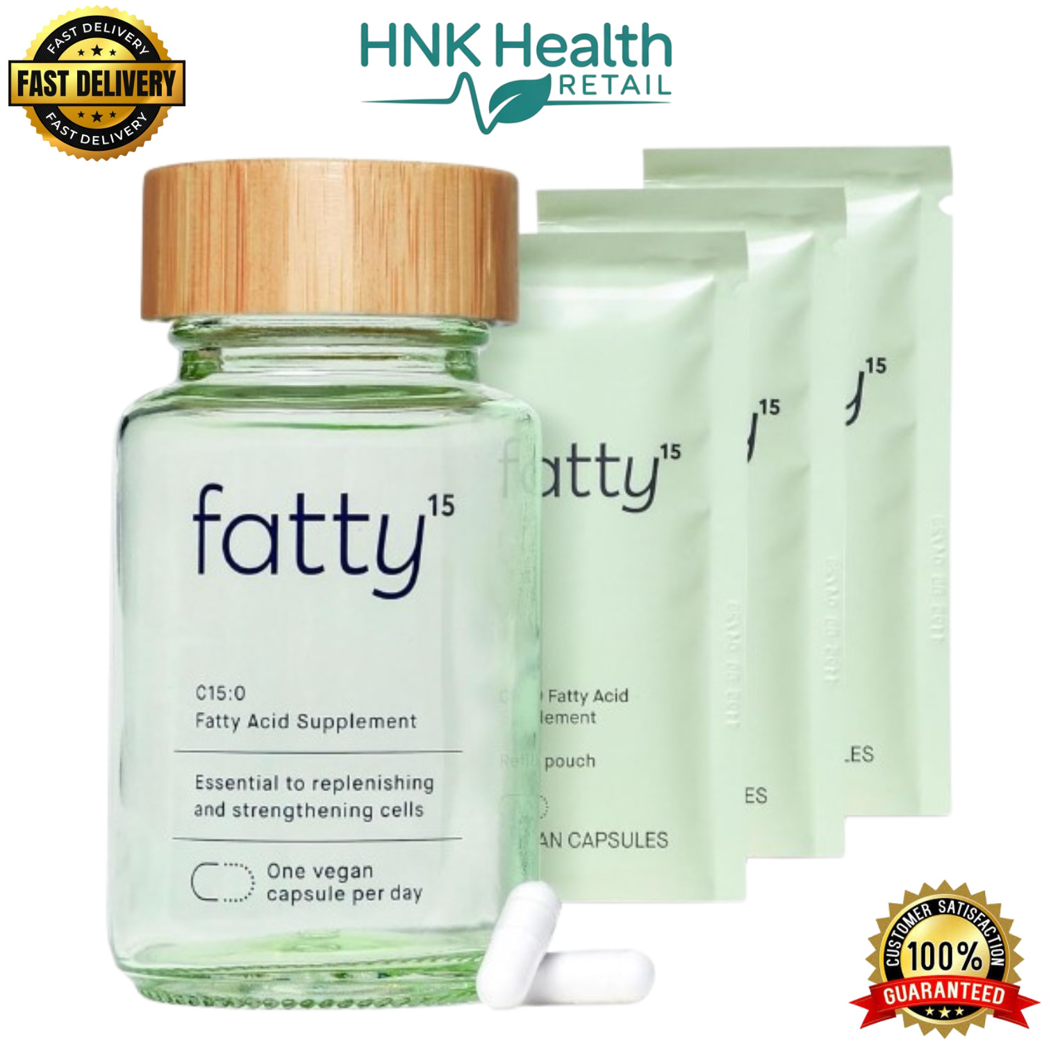 Fatty15 C15:0 Pentadecanoic Acid Healthy Aging Supplement - 90 Capsules