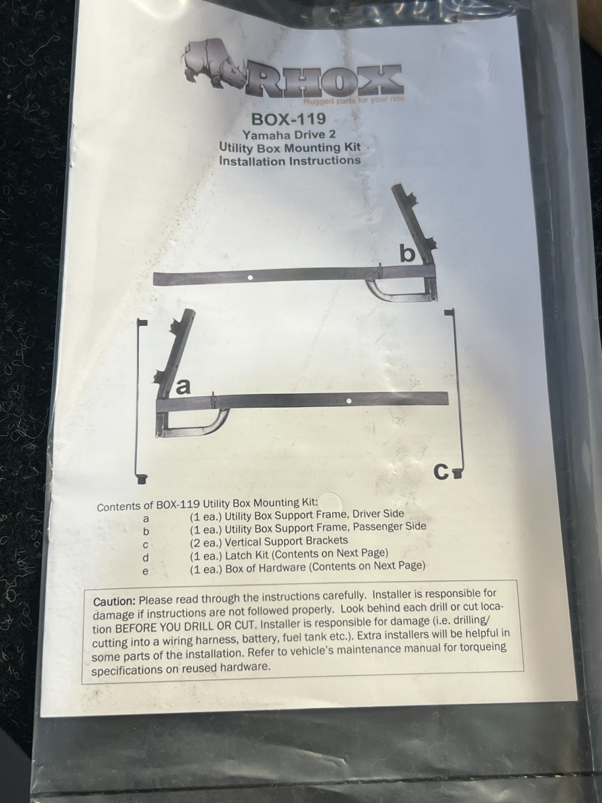 Red Hawk BOX-119 Utility Box Mounting Replacement For Yamaha Drive2 Golf Carts