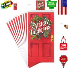 Set of 10 Merry Christmas Money Holders - Beautiful Red Door Design  Envelopes