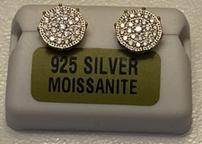 Real 925 Silver Iced Moissanite Earrings Big Studs 14k Gold Plated Authentic New