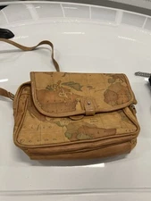 Vintage Gitano Jeans World Map Print Oval Crossbody Purse Bag 90s Y2K