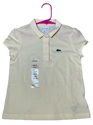 Lacoste Girls Yellow Polo Shirt Size 4 (104 cm) Short Sleeve Cotton NWT