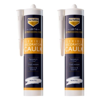 2x Bartoline 1876 Abdichten Flexibler Füller Dekorateure Acryldichtstoff Lücken 310 ml