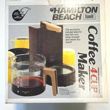 Vtg Mini-Drip Coffee Maker Hamilton Beach Scovill Model 784 Brown 4 Cup MCM