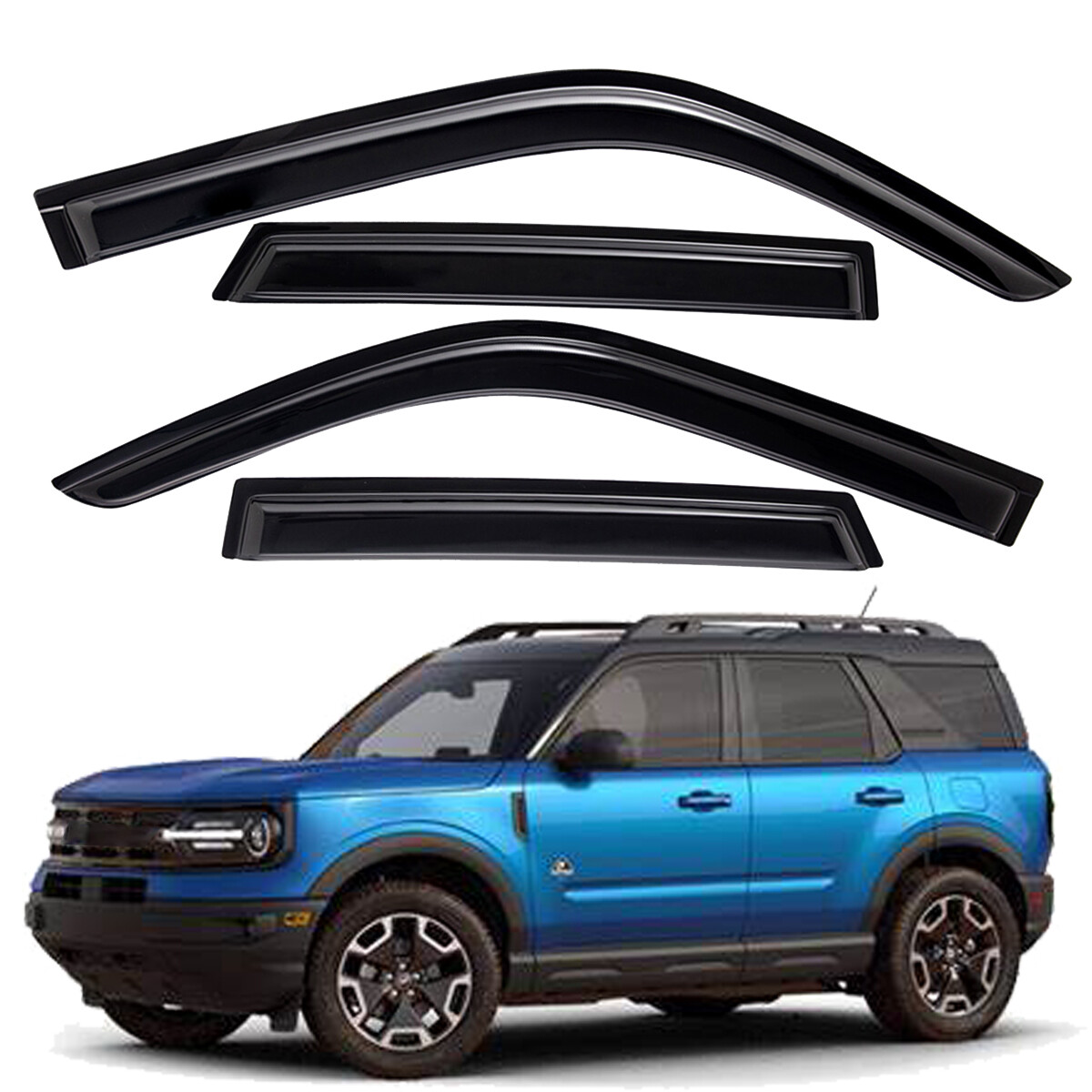 Ford 4-Piece In-Channel Rain Guards For 2021-2025 Bronco Sport – Window Visors Black
