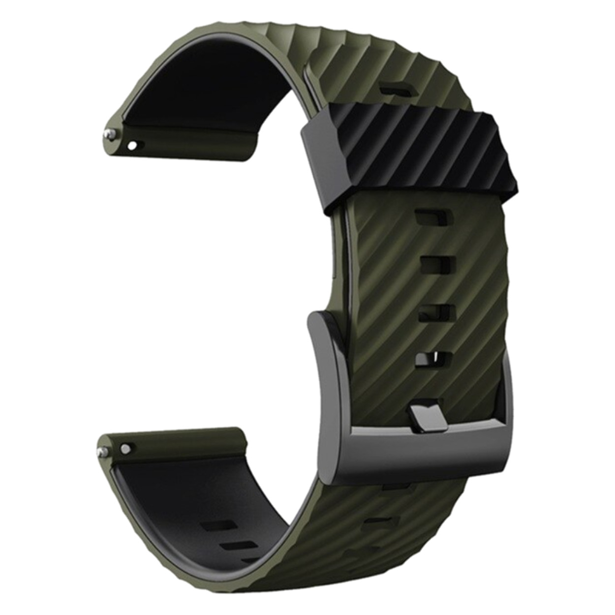 Wearable4U Suunto 7/Suunto 9 Silicone Wristband Strap 24mm QuickFix Khaki/Black
