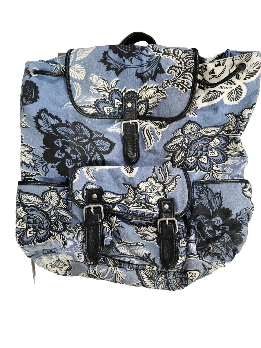 aeropostale travel backpack Aeropostale Large Backpack Floral Blue Black & White Side Pockets Travel  School