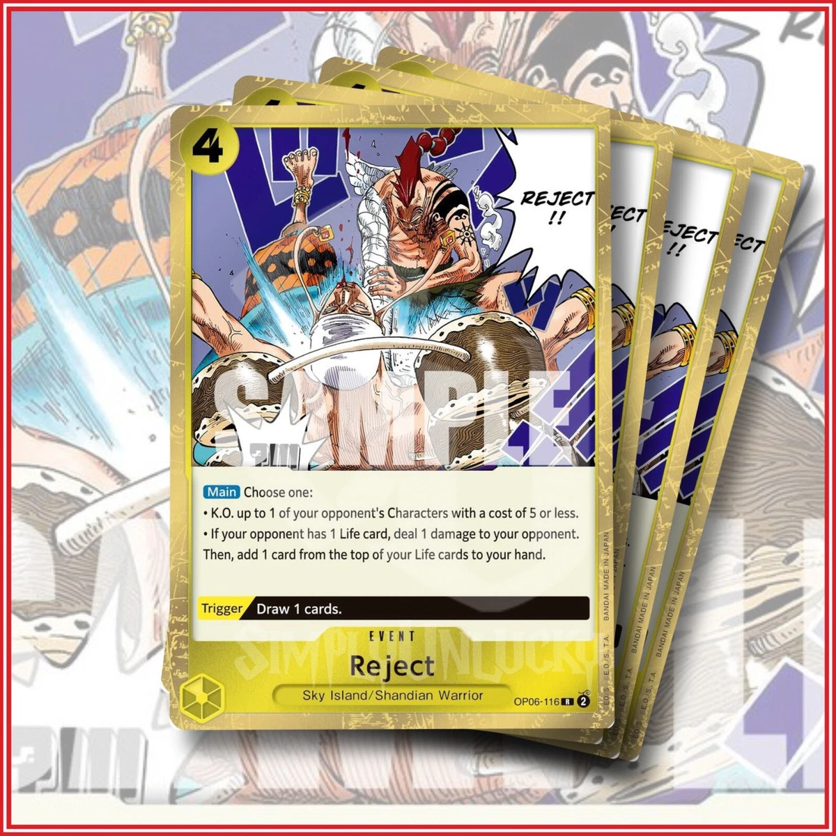 One Piece Card Game Reject OP06-116 x4 Rare Wings Of The Captain
