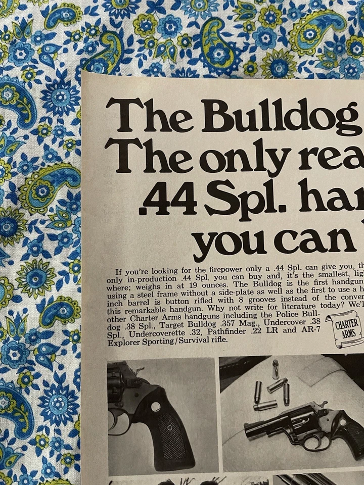 Vintage 1976 Charter Arms Bulldog 44 Handgun Print Ad - Ad Only - Image 4 of 4