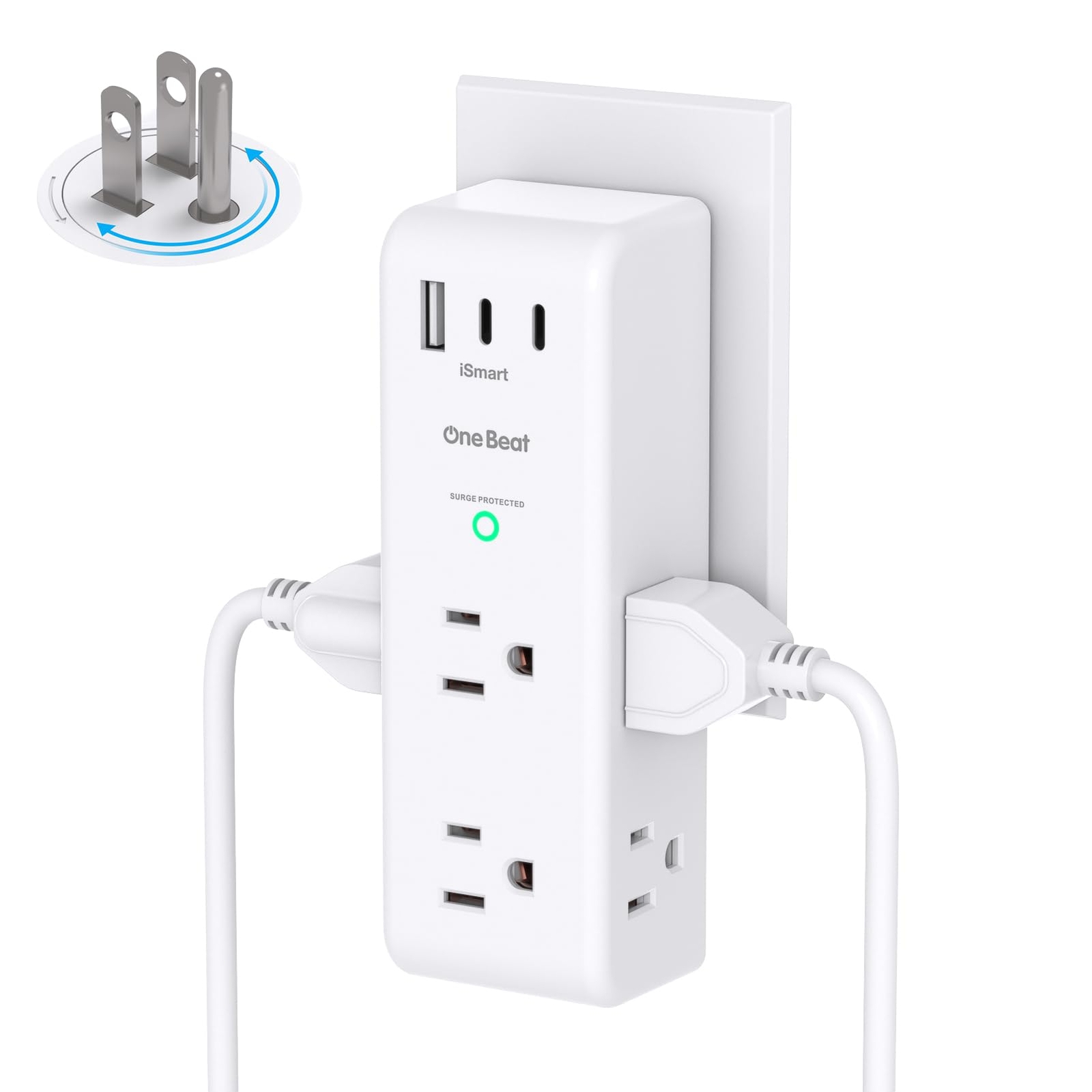 Surge Protector Outlet Extender with Rotating Plug 6 AC Outlet Adapter Multi ...-image