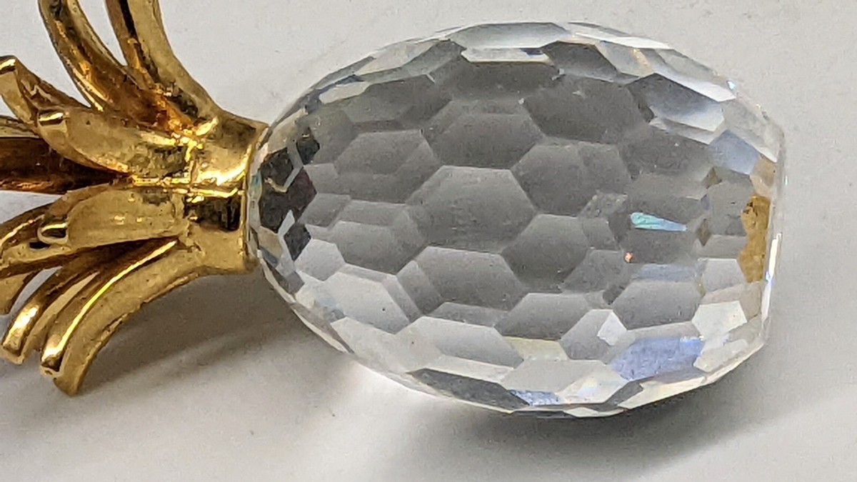 Swarovski Crystal Glass Pineapple with Gold Leaves 2.5” | eBay