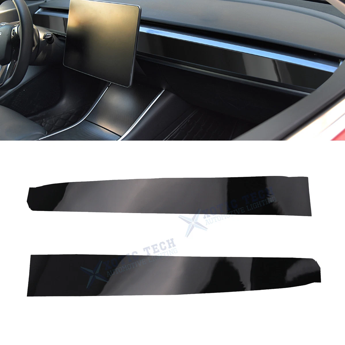 For Tesla Model 3 Y 2017 up Gloss Black Interior Dashboard Wrap