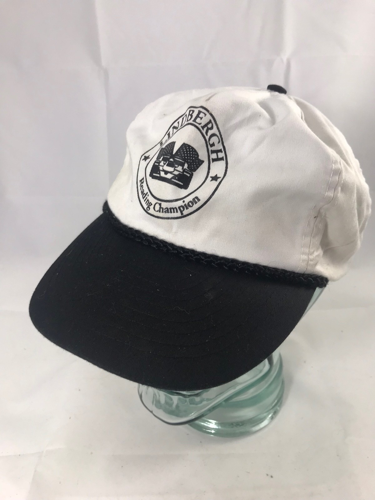 Vintage Lindbergh Racing Snapback Cap White Indy Champion
