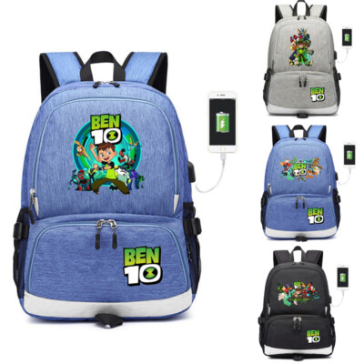 Ben 10 Reboot canvas Backpack with Usb charge port laptop School bags  travel bag