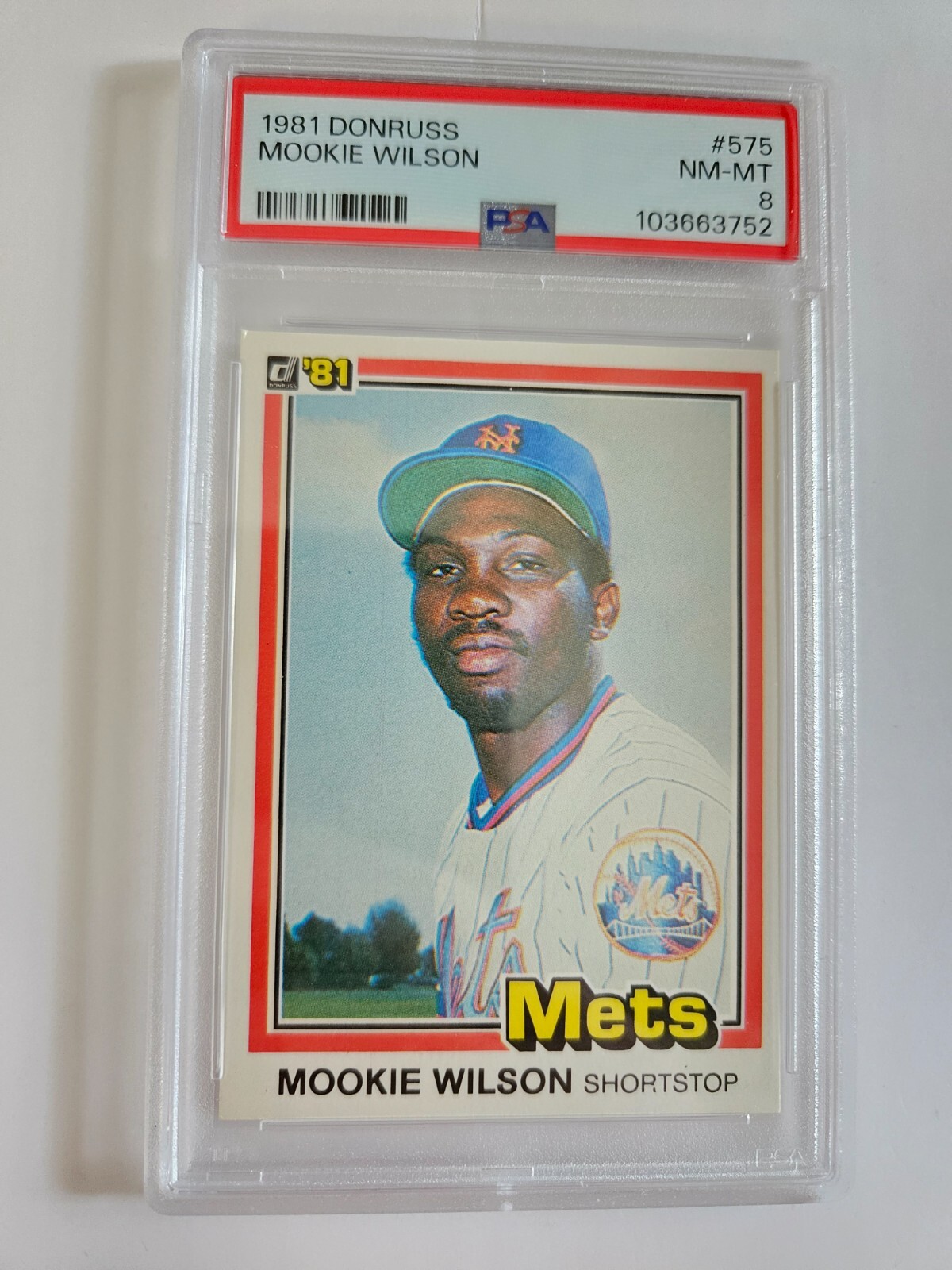 1981 Donruss Mookie Wilson #575 PSA 8 New York Mets