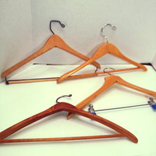 Wooden Clothes Hangers Lot of 4 Mix Styles Vintage