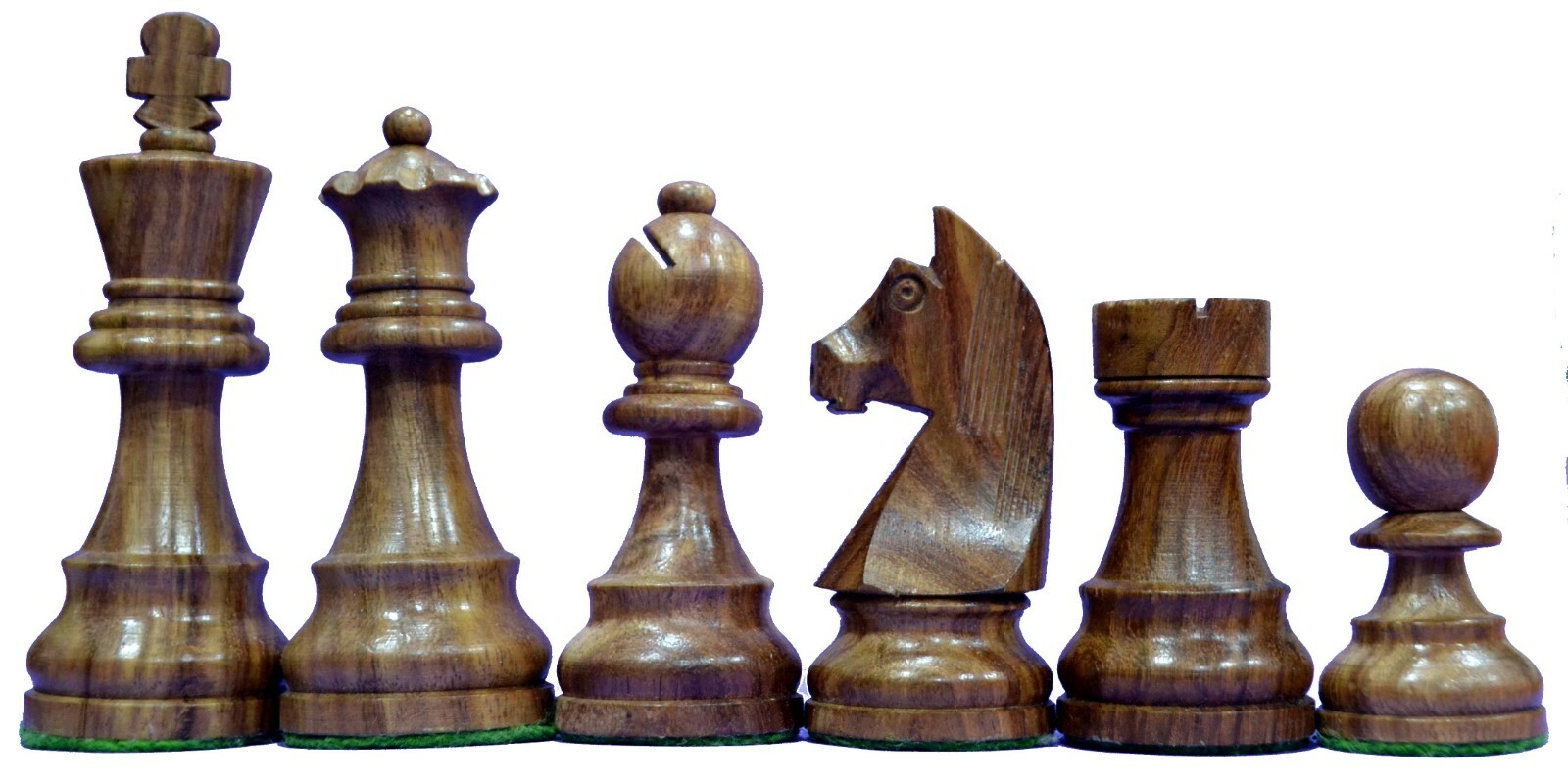 German Knight Plastic Chess Set Brown & Natural Wood Grain Pieces - 3.9  King