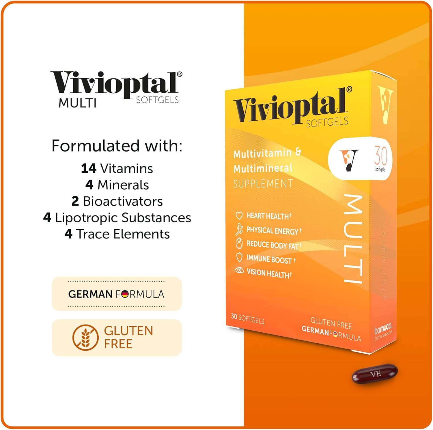 Vivioptal Multi, 30 Softgels, Multivitamin & Multimineral, Gluten Free, German F