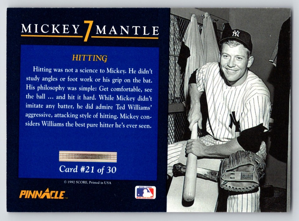 1992 Pinnacle Mickey Mantle 21 Hitting eBay