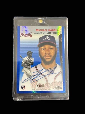 2023 Topps Chrome Platinum Blue Prism Refactor Auto Michael Harris RC - 53/99
