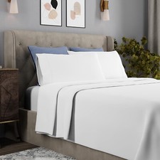 COLOR SENSE LUXURY SATEEN SHEET SET 1200 THREAD COUNT KING, WHITE LIGHT MARKS