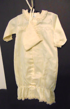Vtg Infant Baby Baptismal Christening Long Dress Gown  Bonnet Lace Ruffle SATIN