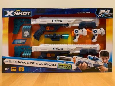 Zuru X - Shot 2X Hawk Eye with Scope + 2X Micro Blasters + 24 Darts, New, Age 8+