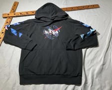 Nasa Hoodie Youth Large Black Space Logo Graphic Print Double Sided Casual