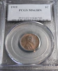 1919 LINCOLN CENT PCGS MS63 BN