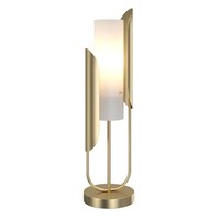 Tischleuchte Gold Weiß 75,3 Cm Hoch Metall Glas E14 Tischlampe Wohnzimmer