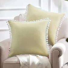 2PACK Biege Decorative Throw Pillow Covers 20"x20" for Safa Couch Room Decor