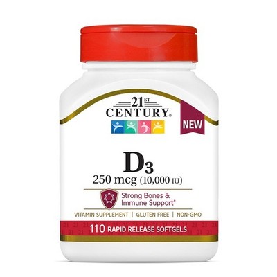 21st Century D3 250 mcg (10,000 IU) Rapid Release Softgels 110 EA