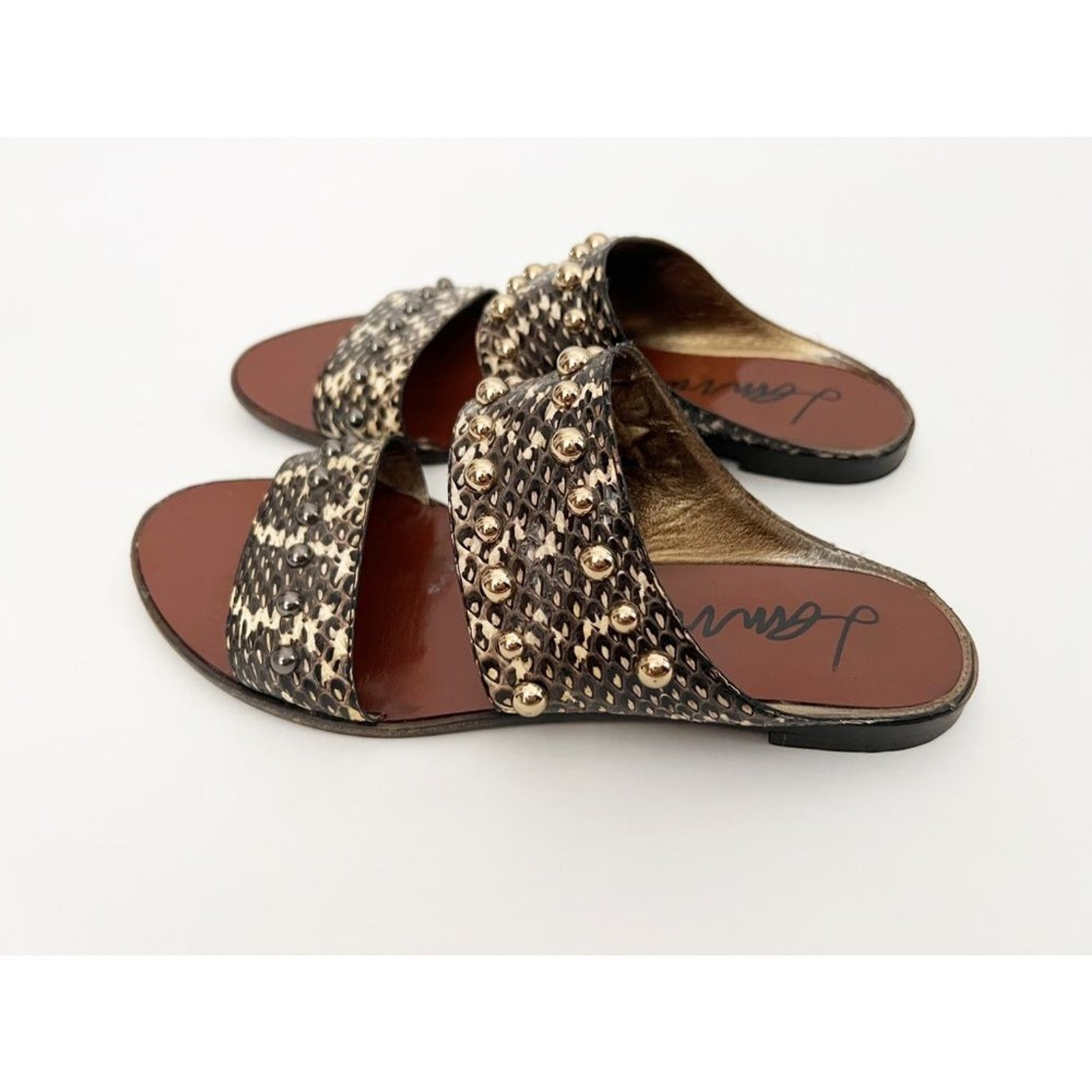 LANVIN Python Leather Double Strap Studded Flat S… - image 3
