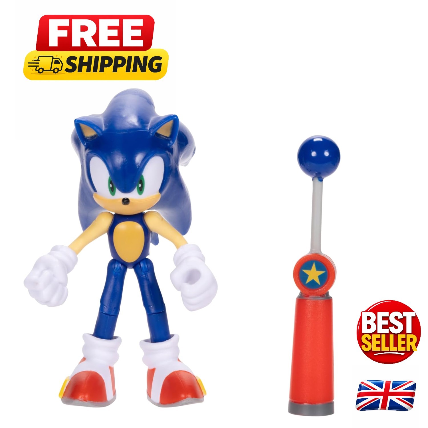 Official Sonic the Hedgehog 4-Inch Figure with Articulated Limbs and Accessory