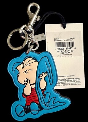 NWT Coach Linus Bag Charm Leather CBBG56 Peanuts Rare New w/ Tags Blue Snoopy