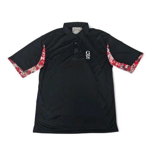 Grunt Style Mens Polo Shirt Black Red Camo VGA Veteran Golfers Association Large