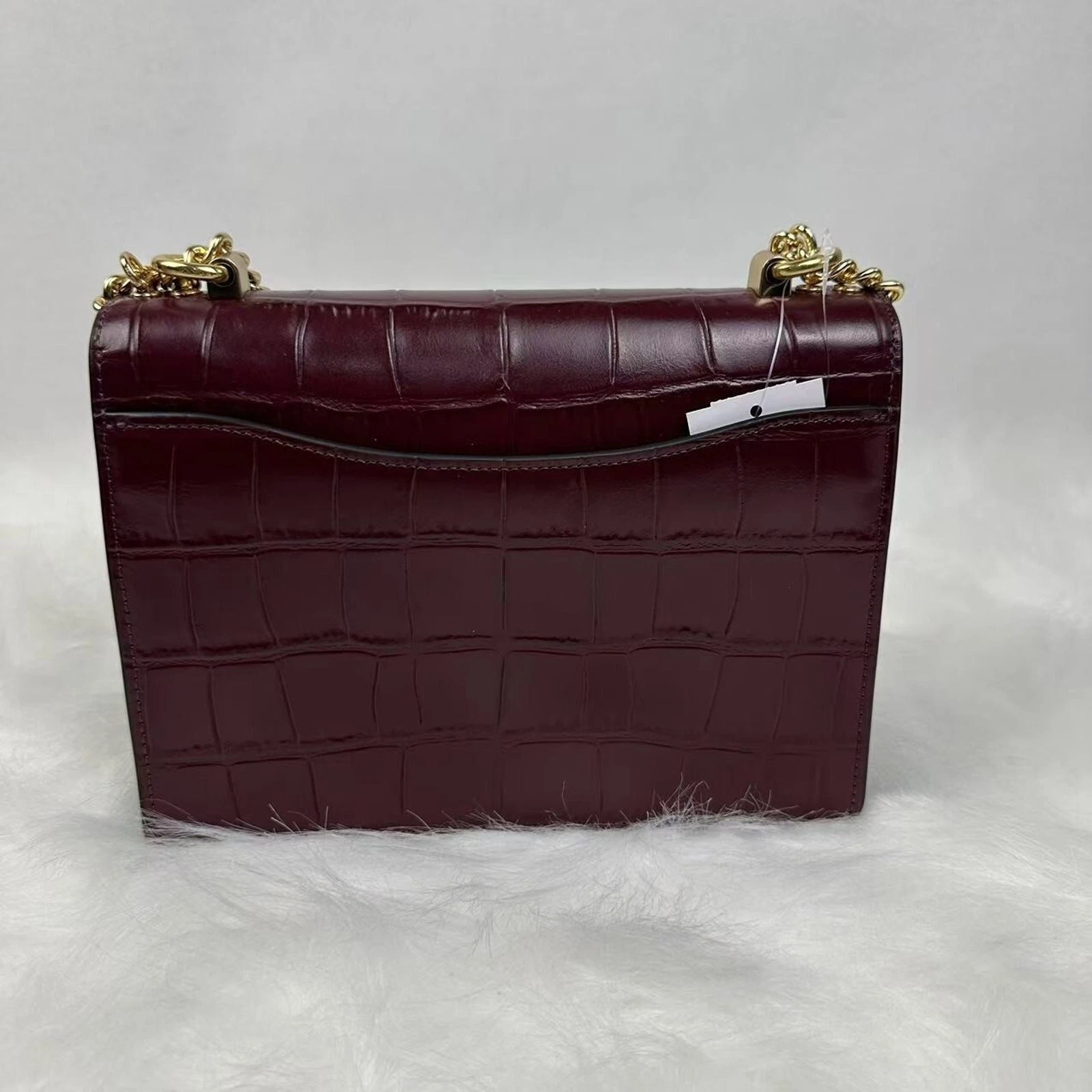 Borsa a tracolla Coach Klare pelle goffrata coccodrillo Merlot CC840 nuova con etichette