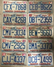 2015 North Carolina license plate lot of 10 NC