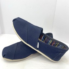 TOMS Shoes Womens Alpargata Navy Aztec Lining 8 Slip On Comfy Walking Casual