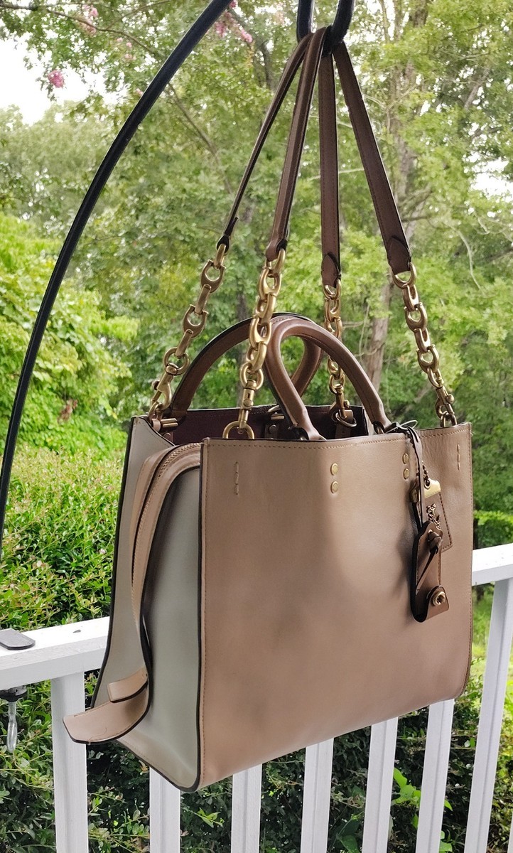 Coach 1941 Rogue LARGE 20755 Beige & White Colorblock Leather