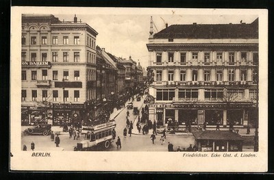 Ansichtskarte Berlin, Friedrichstr. Ecke Unter den Linden, Cafe König 1929 